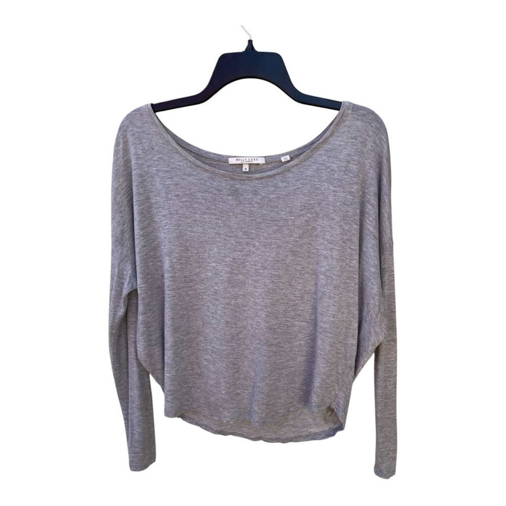 Bella Luxx Light Grey Scoop Neck Dolman Sleeve T Shirt Sz M